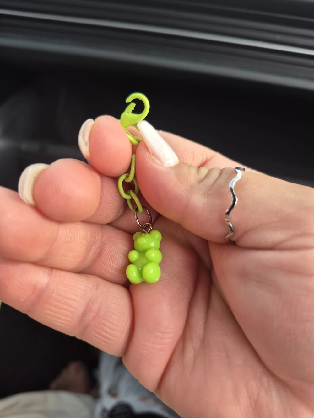 Green Gummy Bear Zipper Charm •Bags •Purses •Backpacks •Keychain!